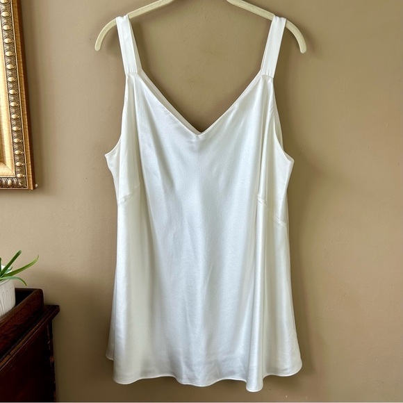 Lafayette 148 White Silk Bias Cut Eva Tank Top Shell Sleeveless Blouse Size 1X - Picture 5 of 10